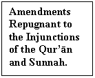 Text Box: Amendments Repugnant to the Injunctions of the Qurān   and Sunnah.

